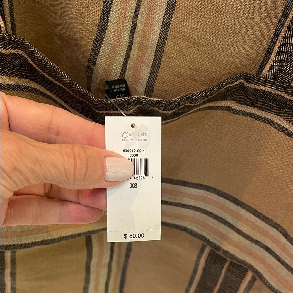 Striped Tan and Brown Women's Pants & Tank Linen Set - Picture 11 of 11